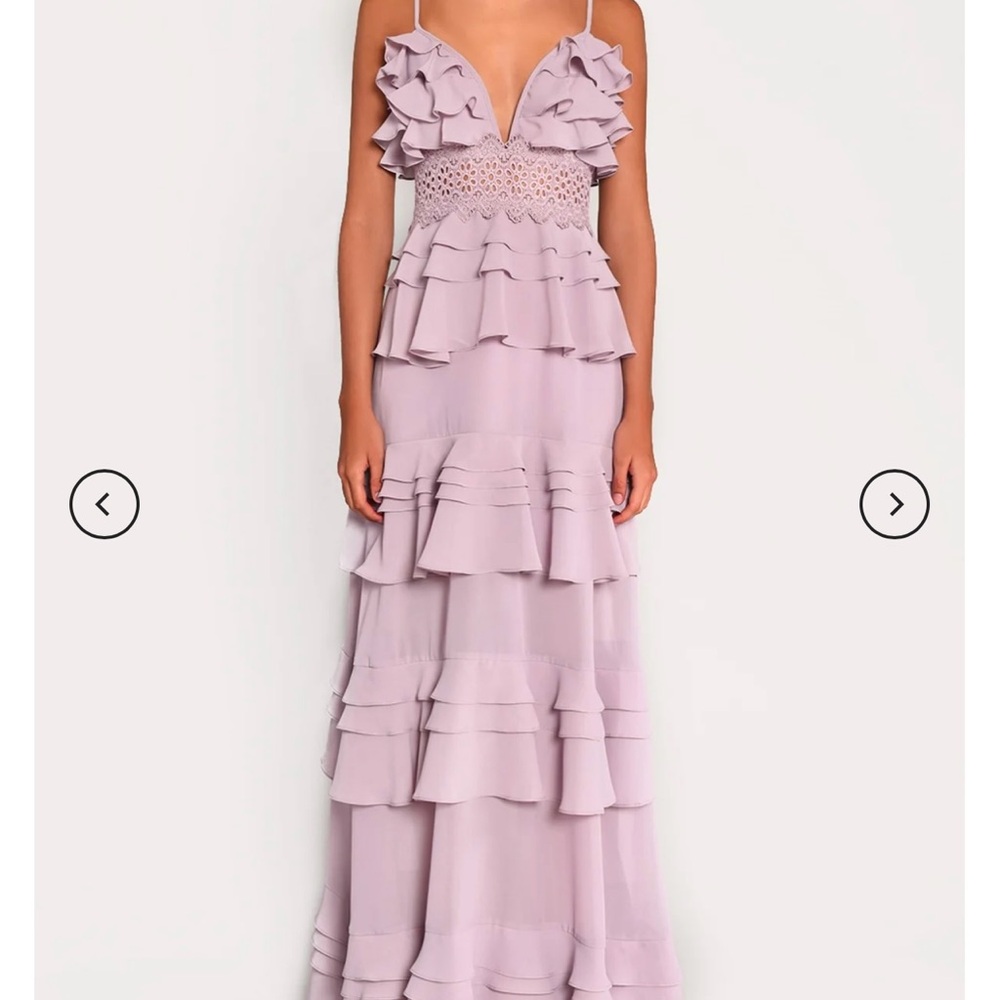 Elegant Lilac Plunge Maxi Dress